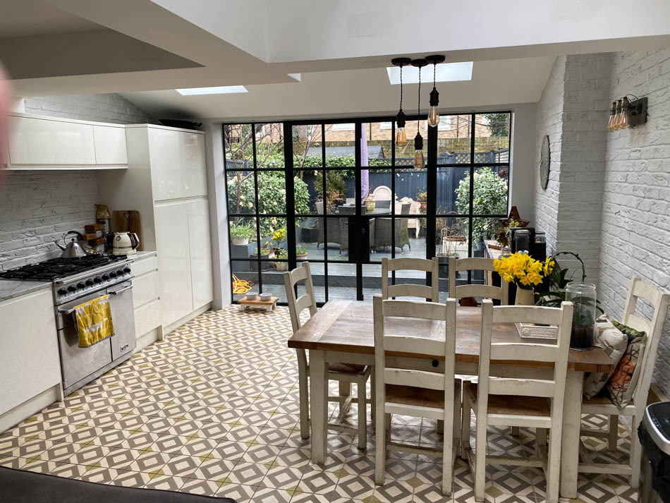RES-9633, H9549, 12778, Houses - Victorian & Edwardian, Ealing, West London, Kitchens - Family, Crittal Windows, Contemporary Rear Extensions, Tiles